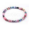 Polymer Clay Heishi Beads Beads Stretch Bracelets BJEW-JB04451-1
