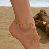 Colorful Glass Rectangle Charm Anklets for Women DT6137-1