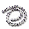 Handmade Flower Printed Porcelain Ceramic Beads Strands PORC-M007-10mm-05-2