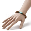 Synthetic Turquoise(Dyed) Cross & Natural Wood Beaded Stretch Bracelet for Women BJEW-JB09150-6