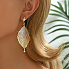 Brass Leaf Hoop Earrings TI6631-1