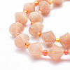 Natural Peach Moonstone Beads Strands G-E569-C14-3