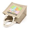 Jute Tote Bags Soft Cotton Handles Laminated Interior ABAG-F003-09C-5