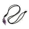 Natural Mixed Gemstone Conical Pendulum Pendant Necklace with Nylon Cord for Women NJEW-B106-01-3