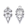 Brass Inlaid Clear Cubic Zirconia Pendants ZIRC-S069-013P-2