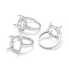 Adjustable Rhodium Plated 925 Sterling Silver Finger Ring Components STER-E061-24A-P-1