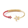 Enamel Star with Evil Eye Open Cuff Bangle with Clear Cubic Zirconia BJEW-F449-01G-2