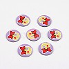 2-Hole Flat Round with Lovely Skull Pattern Acrylic Buttons BUTT-F055-02C-1