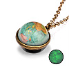 Luminous Glass Planet Pendant Necklace with Antique Golden Alloy Chains PW-WG67491-12-1