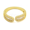 Brass Micro Pave Clear Cubic Zirconia Cuff Finger Rings for Women RJEW-B069-09G-2