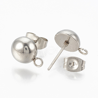 201 Stainless Steel Stud Earring Findings STAS-Q225-16A-6mm-1