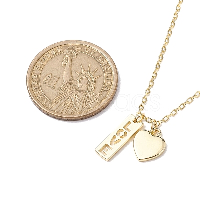 Valentine's Day Brass Heart and Rectangle with Word Love Pendant Necklace NJEW-JN04700-1