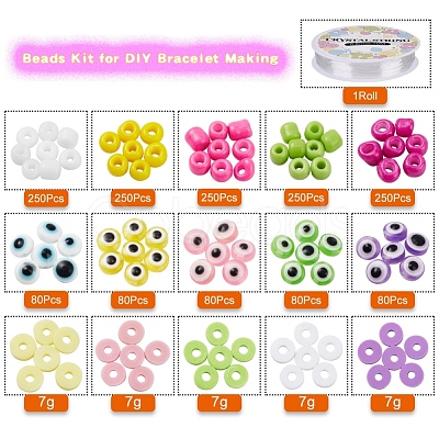 Glass Seed & Polymer Clay & Evil Eye Beads Kit for DIY Bracelet Making DIY-YW0004-63-1