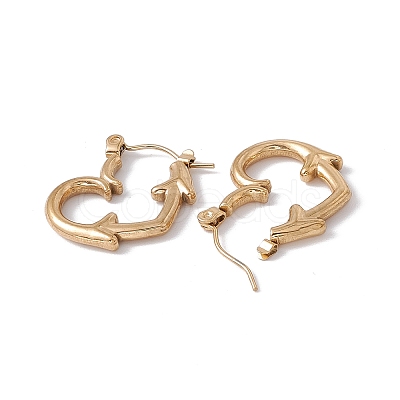 Ion Plating(IP) 304 Stainless Steel Heart with Arrow Hoop Earrings for Women EJEW-E199-06G-1