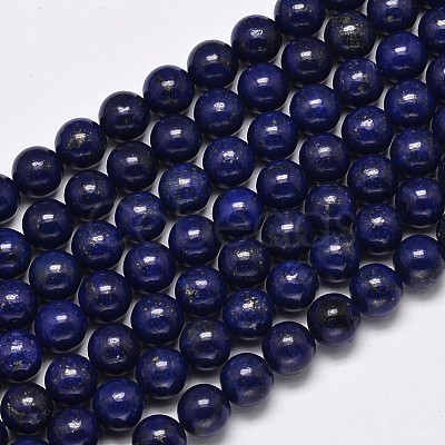 Dyed Natural Lapis Lazuli Round Beads Strands X-G-M169-10mm-05-1