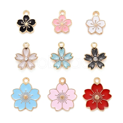 90Pcs 9 Style Alloy Enamel Pendants ENAM-LS0001-19LG-1