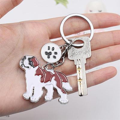 WEWAYSMILE Dog Keychain Car Keychain Pet Pendant Key-Ring Lovely Dog Key-ring Portable Metal Keychain Gift for Pet Lover Birthday Puppy Theme Party Supplies (St Bernard) JX801A-1