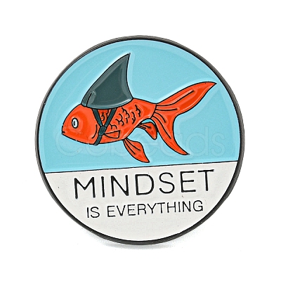 Mindset Is Everything Black Alloy Brooches JEWB-I030-12A-1