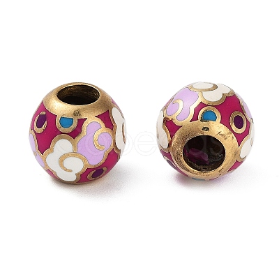 Golden Plated Alloy Enamel European Beads FIND-E046-01G-1