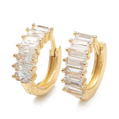 Brass Micro Pave Clear Cubic Zirconia Huggie Hoop Earrings EJEW-A058-28G-1