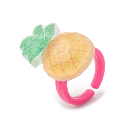 3D Fruit Resin Open Cuff Rings for Kids RJEW-JR00576-1