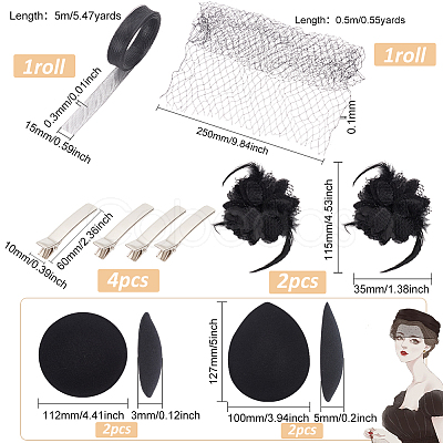 Fingerinspire Gothic Style  Fascinator DIY Kit DIY-FG0005-11-1