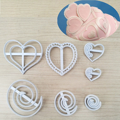 7Pcs Vortex & Heart Food Grade Plastic Cookie Cutter Set DIY-D047-14-1