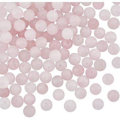 Olycraft Frosted Natural Rose Quartz Round Beads Strands G-OC0003-57B-1