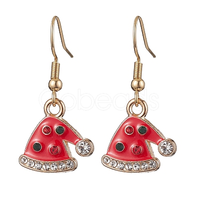 Christmas Theme Alloy Rhinestone Dangle Earrings EJEW-JE05830-06-1