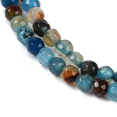 Faceted Natural Agate Round Beads Strands X-G-E318C-4mm-10-1