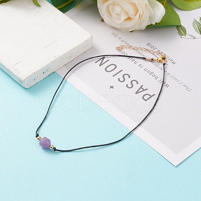 Faceted Natural Dyed Amethyst Pendant Necklaces NJEW-JN03230-03-1