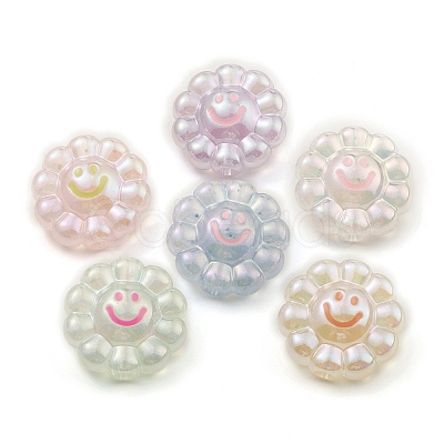 Luminous UV Plating Rainbow Iridescent Acrylic European Beads PACR-E002-05-1