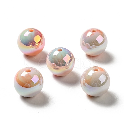 UV Plating Opaque Rainbow Iridescent Acrylic Beads MACR-D063-01B-06-1