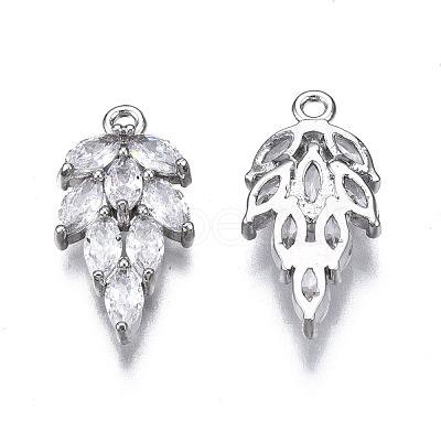 Brass Inlaid Clear Cubic Zirconia Pendants ZIRC-S069-013P-1