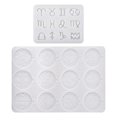 2Pcs 2 Style 12 Constellation Pendant DIY Silicone Molds DIY-TA0005-95-1