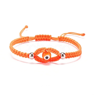 Lampwork Evil Eye Braided Bead Bracelet BJEW-JB07857-1