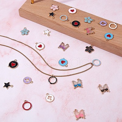 48Pcs 24 Style Alloy Enamel Pendants ENAM-SZ0001-96-1