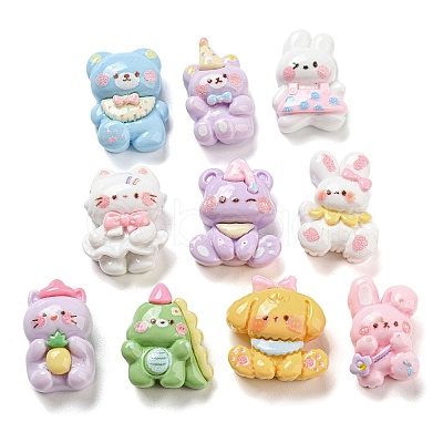 Opaque Resin Cartoon Animal Cabochons RESI-Q227-03-1