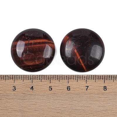 Natural Red Tiger Eye Dyed & Heated Cabochons G-H1596-FR-25mm-10-1