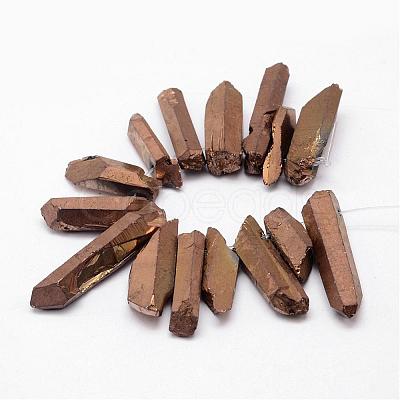 Electroplated Natural Quartz Crystal Bead Strands G-G896-02-1