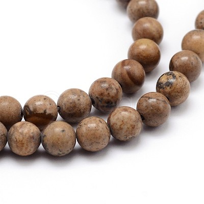 Natural Picture Jasper Round Bead Strands G-J303-08-6mm-1