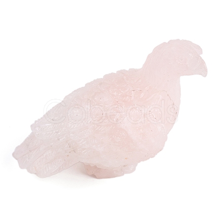 Natural Rose Quartz Carved Eagle Figurines Statues for Home Office Desktop Feng Shui Ornament G-Q172-10A-1