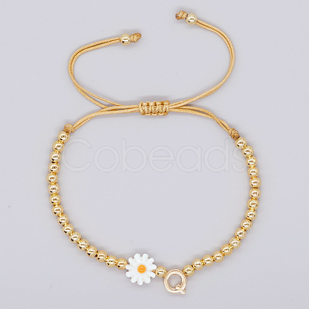 Golden Tone Daisy Braided Bead Bracelets WY1454-17-1