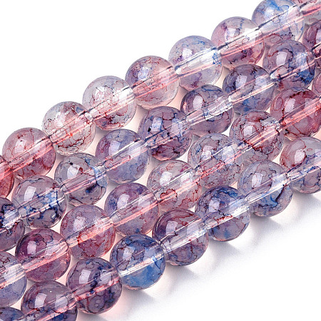 Baking Painted Glass Beads Strands DGLA-Q023-8mm-DB69-01-1