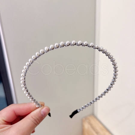 Alloy with Plastic Pearl Hair Bands PW-WG96FFC-02-1