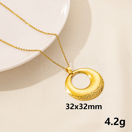 304 Stainless Steel Hollow Round Pendant Necklaces FU6316-8-1