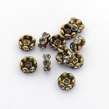 Brass Rhinestone Spacer Beads X-RB-A014-L8mm-01AB-NF-1
