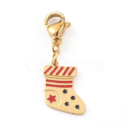 Christmas Themed 316 Surgical Stainless Steel Enamel Charms HJEW-JM00458-06-1