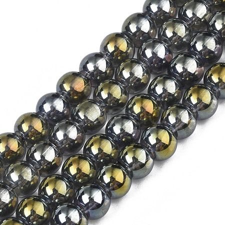 Electroplate Glass Beads Strands EGLA-Q062-8mm-A05-1