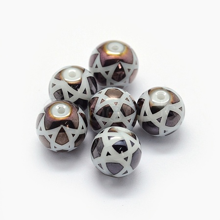 Opaque Spray Painted Glass Beads LAMP-P050-H01-8mm-1